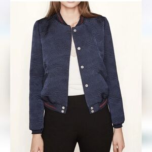 Maje Navy Blue Women's Bomber Jacket